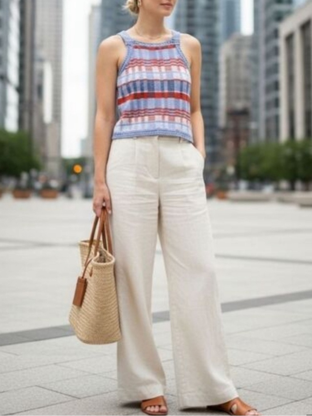 Banana Republic Knit Plaid Sweater Tank